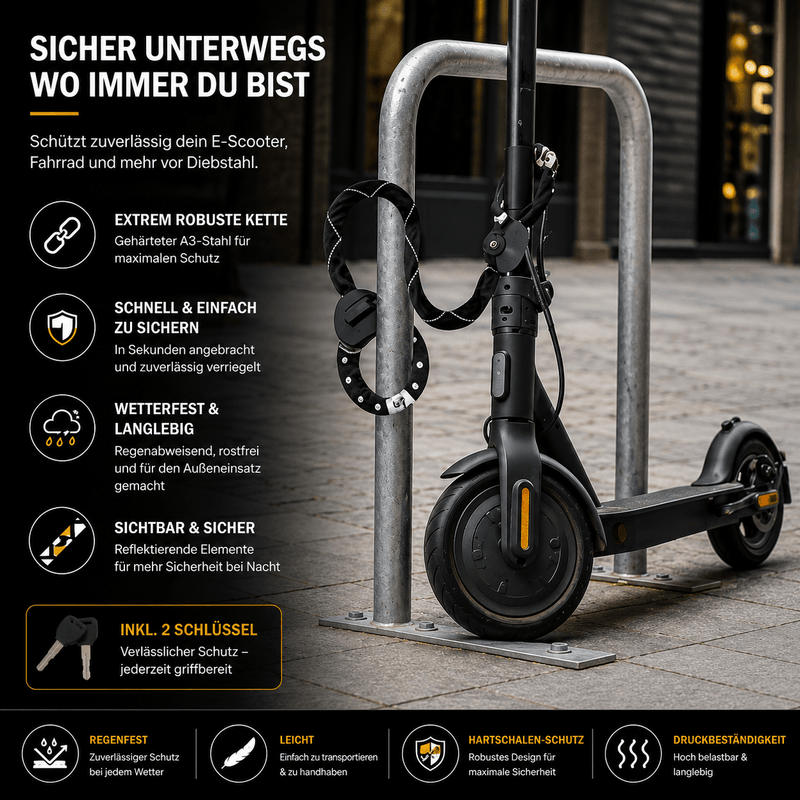 TWHEELS Kettenschloss mit Textilummantelung zum Sichern unterwegs.