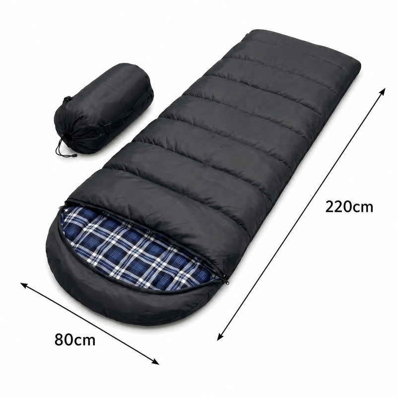 Deckenschlafsack 3-Jahreszeiten – 220 × 80 cm | Flanell | -20°C Extrem | Koppelbar