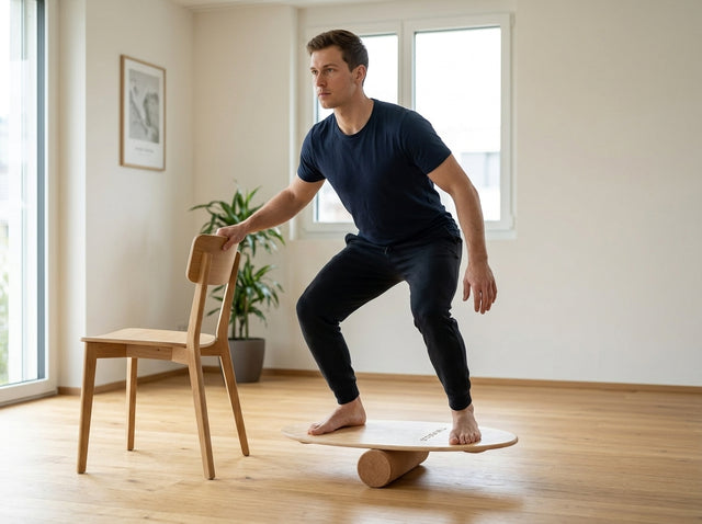 Aufsteigen und Grundposition halten auf dem Balance Board