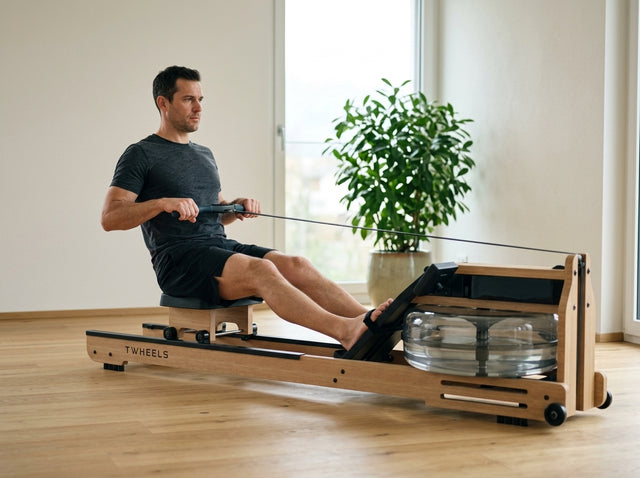 Pyramide: 1-2-3-2-1 Minuten auf dem Wasserrudergerät aus Eichenholz – TWHEELS