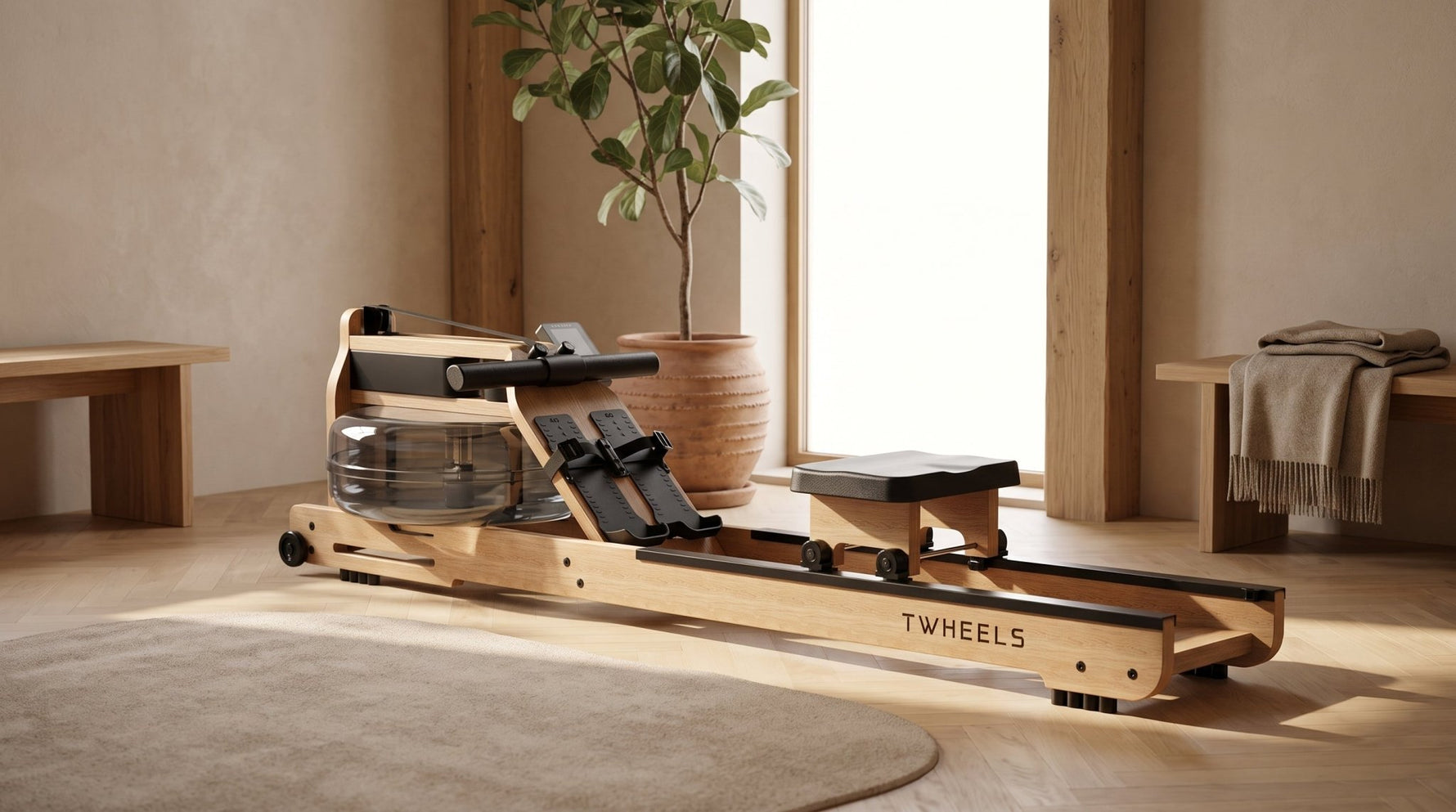 TWHEELS Wasserrudergerät aus Eichenholz, Fokus auf Massivholz und Nachhaltigkeit