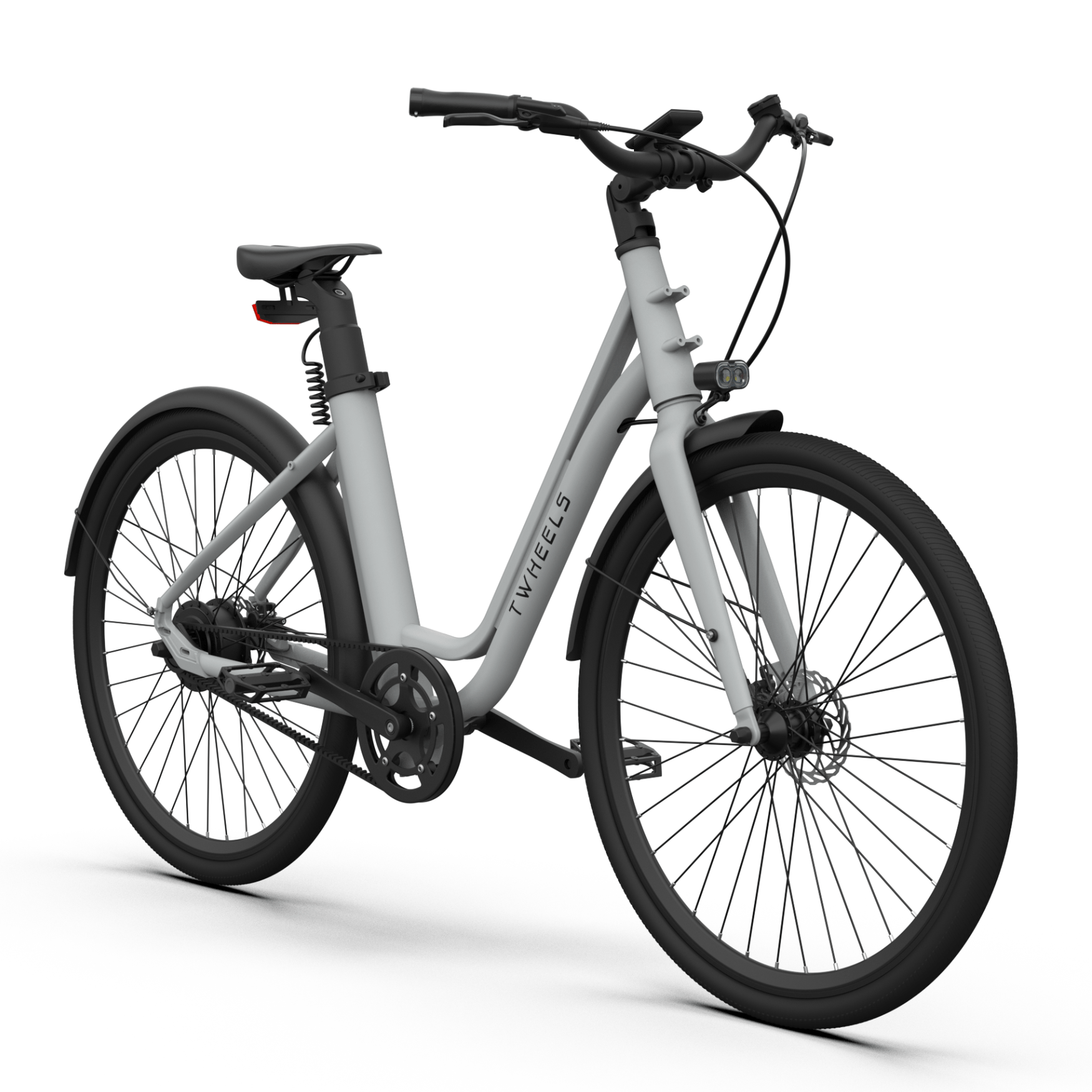 TWHEELS E-Bike City Classic in Schwarz mit tiefem Einstieg, LCD-Display und herausnehmbarem Akku.