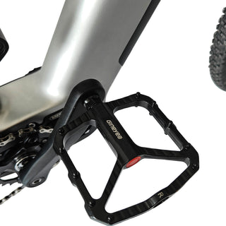 Aluminium-Pedal und Antrieb des TWHEELS E-Mountain Bike im Detail.