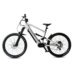 TWHEELS E-Mountain Bike mit Vollfederung und Bafang-Mittelmotor, Studioaufnahme.