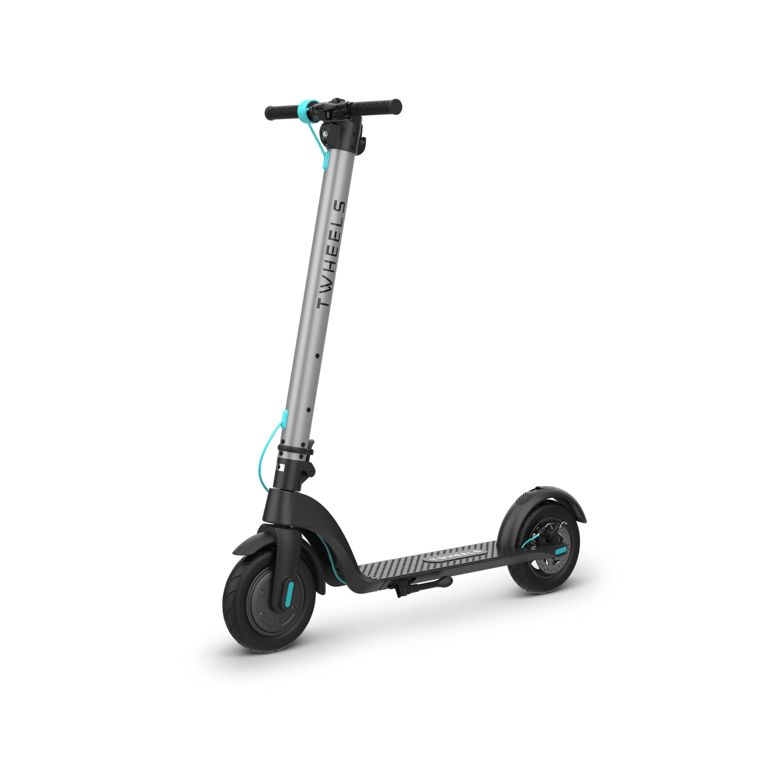 TWHEELS E-Scooter City Trottinett in Schwarz, zusammenklappbar mit LED-Scheinwerfer und Scheibenbremse.