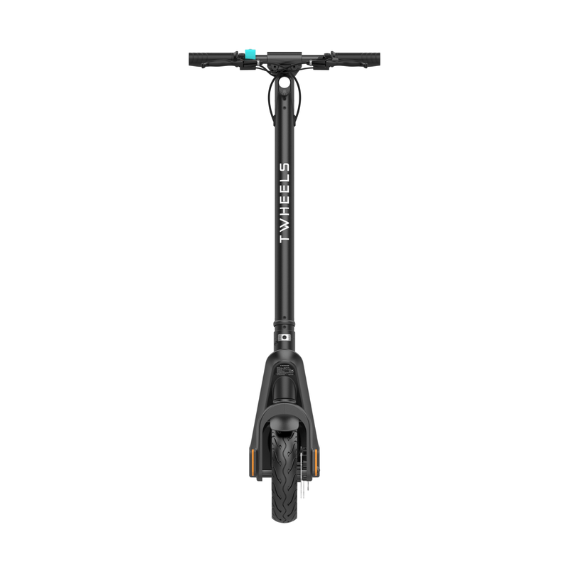 TWHEELS E-Scooter Pro in Schwarz, zusammengeklappt für den Transport.