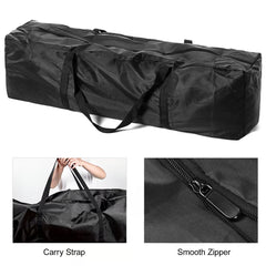 Schwarze, rechteckige E-Scooter Tragtasche aus robustem Stoff mit Reißverschluss und Tragegurten.