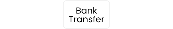 Weißes Rechteck mit abgerundeten Ecken und schwarzem Text "Bank Transfer".