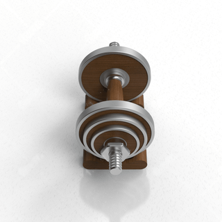 TWHEELS Kurzhantel-Set in Holzoptik mit polierten Griffen.