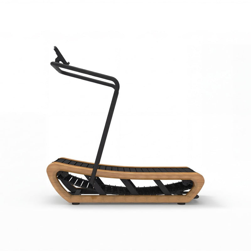 TWHEELS Sprinting Machine aus Ahornholz mit gebogener Lauffläche, motorloses Curved-Laufband.