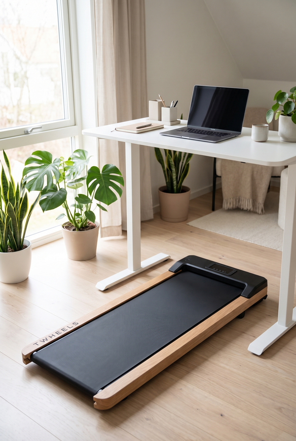 Passt unter den Stehtisch für entspanntes Gehen im Homeoffice