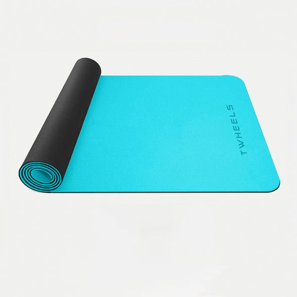 Türkise TWHEELS Yogamatte halb ausgerollt