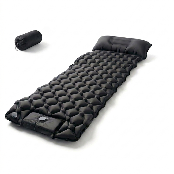 Schwarze aufblasbare TWHEELS Campingmatte Single mit Packsack