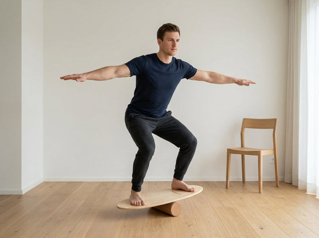Seitliches Hin- und Herrollen auf dem Balance Board