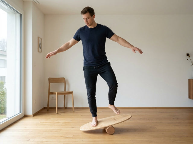 Einbeiniger Stand auf dem Balance Board