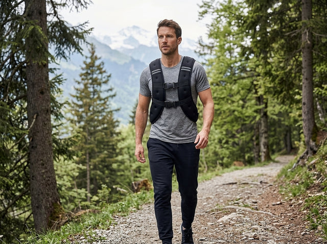 Wandern mit Weste auf dem Gewichtsweste