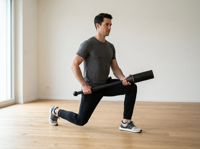 Ausfallschritt mit Rotation (Side-Load Lunge) auf dem Mace Bell mit anpassbaren Gewichtsblöcken 6–16 kg