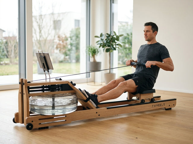 20 Minuten Grundlagenausdauer (Steady State) auf dem Wasserrudergerät aus Eichenholz – TWHEELS